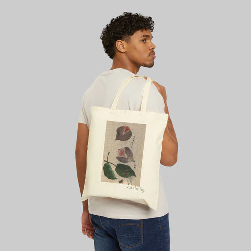 Vintage Botanical Fig Illustration Tote Bag | Linen Style Canvas